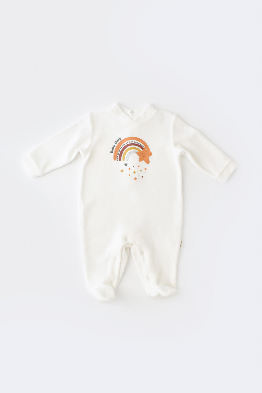 Salopeta Curcubeu cu maneca lunga si botosei din 80%bumbac organic si 20% poliester - , BabyCosy